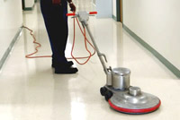 buffing a vinyl floor